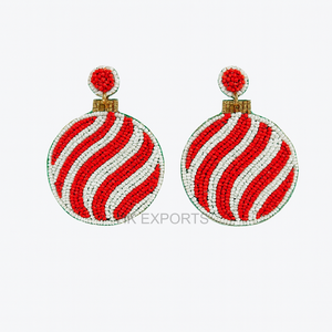 Pendientes de cuentas de árbol de Navidad chapados en oro de diseño único para mujer al por mayor, pendientes de aro de moda con cuentas multicolores hechos a mano - Product Image 6
