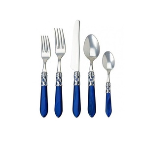 Personalizar plata níquel acero inoxidable único cielo azul resina Handel Acero inoxidable lujo Hotel boda cubiertos conjuntos - Product Image 3