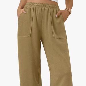 กางเกงขายาวเอวสูงทรงขากว้างแบบสบายๆ ดีไซน์ใหม่ ผลิตจากโรงงานบังกลาเทศ รับผลิตตามสั่ง พร้อมปักโลโก้ มีกระเป๋าข้างสองข้าง เนื้อผ้านุ่ม - Product Image 1