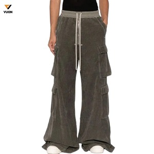 Ropa deportiva con logotipo personalizado para hombre, pantalones de chándal de algodón para correr, ropa de calle, pantalones de pana Cargo de seda, cintura elástica, seda decorativa - Product Image 1