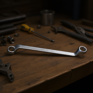 Chiave a poligonale doppia curva profonda cromata con chiavi - Product Image 3