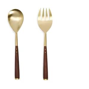 Ensemble de serveurs à salade en métal de qualité supérieure, fabriqué à la main, avec manche en bois pour la table de cuisine - Product Image 4