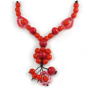 Collier élégant bohème en résine perlée, avec perles rouges en forme de boule, bijou tendance pour femme, pièce maîtresse de la mode féminine - Product Image 5