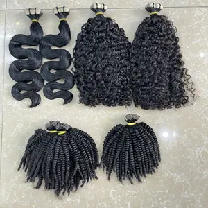 TAPE INS KINKY CURLY AND WAVY HUMAN HAIR EXTENSIONS HADAHAIR VIET NAM VENDOR WIGSクロージャーフロンタル6〜38インチ