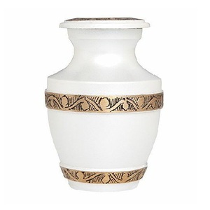 European Style <b>Large</b> Aluminum Adult Cremation <b>Urn</b> Red Color Golden Lines Design Wholesale Funeral Supplies Ashes Keepsake Token - Product Image 4