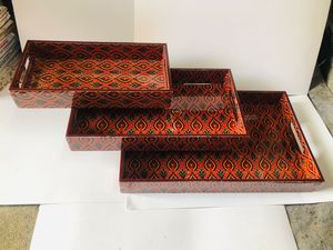 Bandeja decorativa de varias piezas de artesanía de madera Meena Work para ocasiones Diwali - Product Image 3