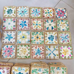 Posavasos de concha de ratán hecho a mano colorido, mantel individual aislado para taza de té, accesorios de mesa decorativos de concha de ratán tejida para el hogar - Product Image 4