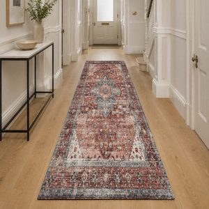 Tapis RUGS DEPOT LXDP-0792 en gros, couleur terre cuite dorée, style oriental traditionnel, imprimé numériquement, lavable en machine, en chenille, antidérapant - Product Image 5