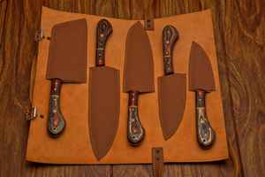 Juego de Cuchillos de Chef de Acero de Damasco de Alta Calidad, 5 Piezas, Hechos a Mano, con Mango de Madera, Venta Caliente, para Uso en Cocina, Directo de Fábrica, con Funda - Product Image 6