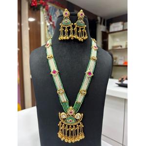 Fashionable High Quality Gold Plated <b>Pearls</b> Look Traditional Wear <b>Necklace</b> <b>Set</b> With <b>Earrings</b> for Wedding Collection For Women - Product Image 1