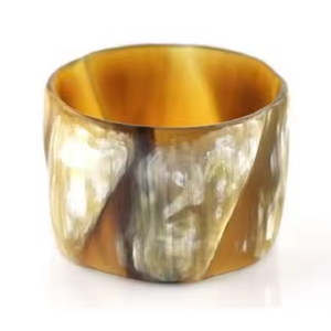 Corne naturelle ronde empilable Bracelet mode bijoux à la main haut par croissant artisanat - Product Image 1