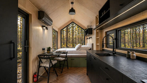Mini-maison à deux chambres sur roues avec lave-vaisselle, idéale pour les familles qui se retrouvent à la recherche d'un logement plus compact, avec un intérieur chaleureux. - Product Image 4