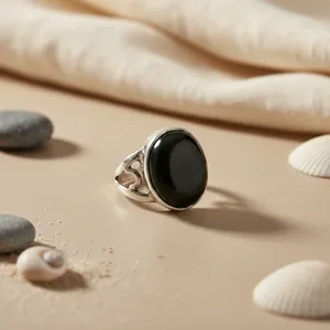 Vintage Style 925 <b>Silver</b> Onyx <b>Ring</b> for Women Resizable <b>Statement</b> Jewelry Fashionable Hand Pattern Licensed Private Available - Product Image 2