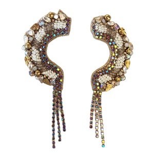 Custom Size & Color Available for Top Notch Quality Handmade Curved C Shaped Mixed Beads With Tassels <b>Earrings</b> for Women - Product Image 1