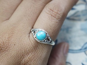 Bague en argent sterling 925 avec turquoise naturelle, faite à la main, pierre de naissance de décembre, unisexe - Product Image 4