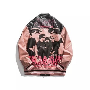 Vente en gros 2025 vestes d'université de mode d'automne toile personnalisée avec col montant côtelé solide logo avant veste de sport unie - Product Image 4