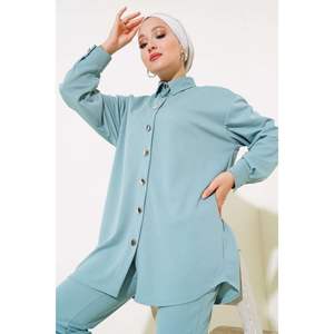 Conjunto De 2 Piezas Informal Abotonado De Metal Menta - Product Image 4