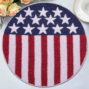 Chemin de table perlé en coton rond fait à la main motif brodé pour salle à manger maison et mariage usage décoratif - Product Image 1