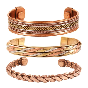 99.99% Bracelet zodiaque en cuivre pur pour hommes et femmes Bracelets croisés magnétiques inspirants religieux modernes Design plat vierge - Product Image 4