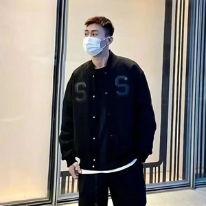 Gorra de béisbol negra de moda de calle de estilo americano de alta calidad chaqueta informal holgada de sensibilidad para hombres chaqueta de ropa de pareja - Product Image 3