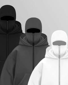 Hombres Oversized Double Hood Ninja Mask Hoodie - Product Image 6
