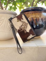 Nouvel Arrivage – Étui de Téléphone Pochette en Cuir de Vachette Style Western, Design Élégant, Gravure Laser, Dragonne, Fermeture Éclair de Luxe, Tendance Estivale