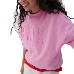 Sweat-shirt à capuche en coton épais gaufré de haute qualité 2026, style streetwear, col rond, personnalisé pour femme - Product Image 1