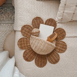Cesta de Pared de Mimbre con Forma de Flor, Cestas de Almacenamiento Hechas a Mano, Mimbre Natural, Modernas y Multifuncionales, Hechas en Vietnam - Product Image 3
