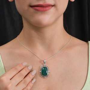 Colgante DE PROTECCIÓN DE ónix verde de plata esterlina, collar de joyería de piedras preciosas rectangulares grandes para ella, cristal Natural hecho a mano - Product Image 2