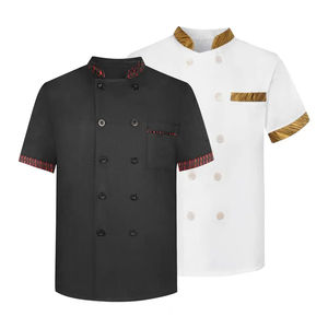 Chaqueta de Chef de algodón polivinílico de nueva calidad y abrigo de Chef más barato Botón de doble botonadura logotipo personalizado uniforme chaquetas de Chef para restaurante - Product Image 5