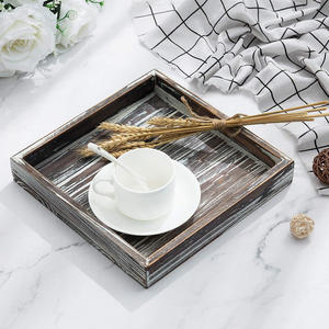Bandeja de servicio de madera de pino al por mayor bandeja cuadrada decorativa de madera lavada blanca quemada para bares restaurantes y cocina al mejor precio - Product Image 5