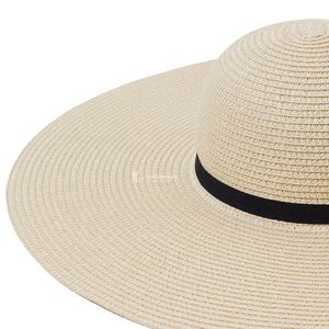 Sombrero de Paja para Mujer, Color Natural con Cinta Negra, Protección Solar para Playa, Talla 56-58CM, Vietnam - Product Image 2