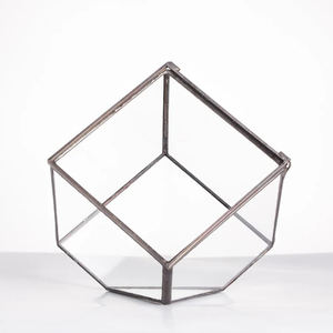 Shiny Gold Finished Clear <b>Glass</b> Geometric <b>Terrarium</b> Vase Garden Decorative Tabletop Home Office Restaurants Decorative Usage - Product Image 6