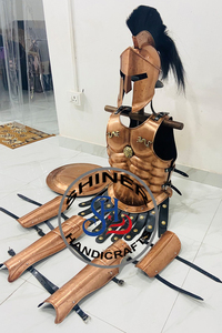 Casque médiéval King Spartan en cuivre 300 avec veste musculaire en Plume noire, protège-jambes, bouclier 18 pouces, finition cuivre, Costume d'armure - Product Image 2