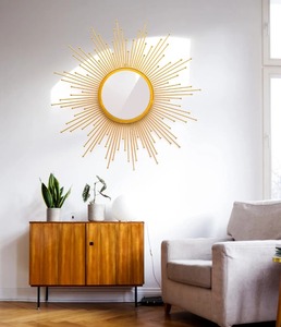 Espejo hecho a mano decorativo redondo para colgar en la pared de plata de lujo moderno para dormitorios, salas de estar, baños - Product Image 1