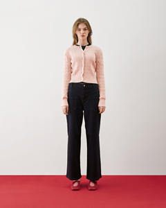 Cárdigan de Punto Trenzado con Cuello Redondo, Transpirable, Antiarrugas, Informal para Mujer, Abrigo de Invierno de Manga Larga, 100% Algodón, Corte Regular - Product Image 3