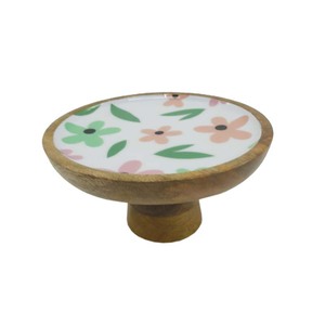 Présentoir à gâteaux en bois de forme ronde à un niveau Finitions naturelles pour présentoir de fête d'anniversaire de mariage en vrac personnalisé - Product Image 5