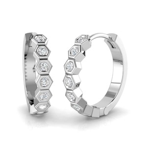 Pendientes de Aro de Diseño con Corte Redondo Brillante, Diamantes Finos de 0.25 Ct, Diamantes Cultivados en Laboratorio en Platino, para Novia, Boda - Product Image 2