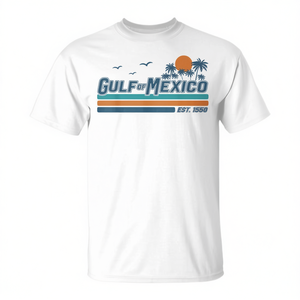 T-shirt vintage Gulf Of Mexico Sunset Beach a maniche corte in cotone unisex girocollo Est 1550 - Product Image 2