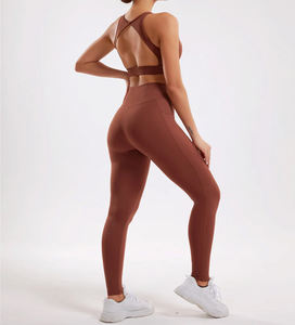 Ensemble d'entraînement 2 pièces pour femmes soutien-gorge de sport et leggings taille haute tenue de gymnastique Fitness Yoga entraînement soutien-gorge de sport Leggings vêtements de sport - Product Image 4