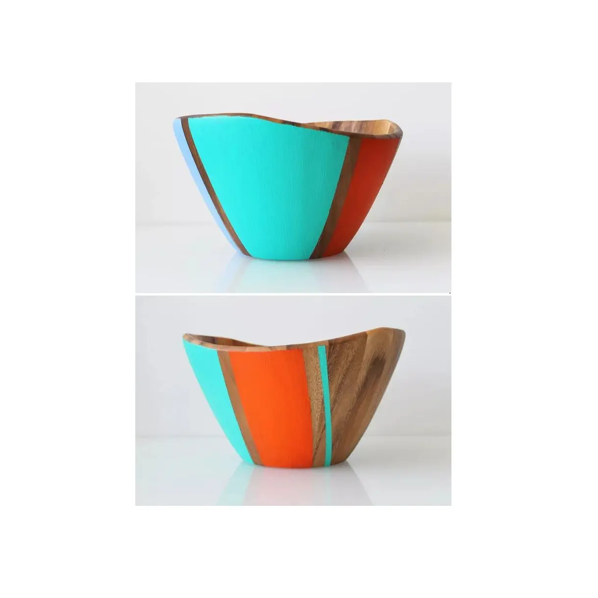 Preço razoável esmalte de madeira tigela impressa Salada Fruta Massa Arroz Molho De Peixe Kids Wood Bowl Design Esmalte Impresso Wood Bowl