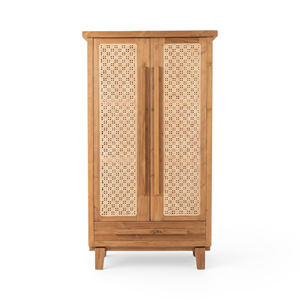 Armario de Madera Plegable Moderno con Diseño de Ratán, Puertas de MDF, Organizador de Ropa Portátil para Dormitorio, Muebles para el Hogar - Product Image 2