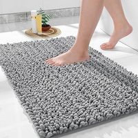 Tapis de bain en chenille rayé moderne, résistant à l'eau, extra épais, absorbant, antidérapant, doux et moelleux, lavable en machine
