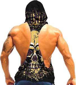 Camiseta sin mangas con capucha de sublimación personalizada de alta calidad, chaleco muscular para culturismo, ropa de gimnasio para hombres - Product Image 3