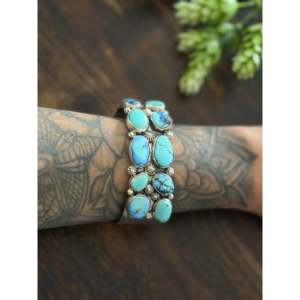 Bracelet manchette tendance Fred Francis Golden Hills en turquoise et argent sterling - Product Image 2