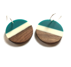 ต่างหูแฟชั่นทำจากไม้และเรซิ่นห่วงกลมและต่างหูเรซิ่นสำหรับผู้หญิง - Product Image 4