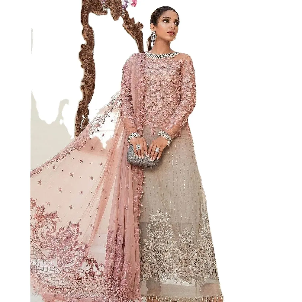 ROSE GRIS Vêtements indiens et pakistanais Pakistan Robe d'excellente qualité Shalwar Kameez by WS INTERNATIONAL Nouvelle robe en couleur