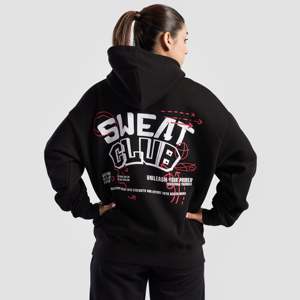 Sudadera con Capucha Oversize Transpirable en Negro, Hecha de Tela Jersey para Otoño - Product Image 1