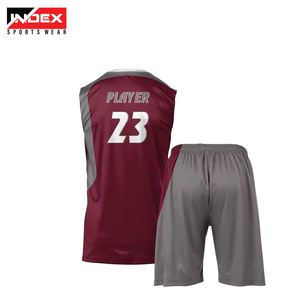 Ensemble de maillot de basket sublimé INDEX, rouge et noir, 17, col en V, sans manches, anti-humidité, uniforme athlétique unisexe - Product Image 4