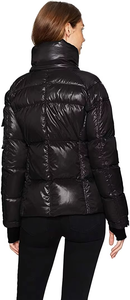 Veste en jean à capuche courte de qualité supérieure pour femmes Logo personnalisé Chauffée Tissage solide Fermeture éclair intégrale 100% laine Hiver - Product Image 2